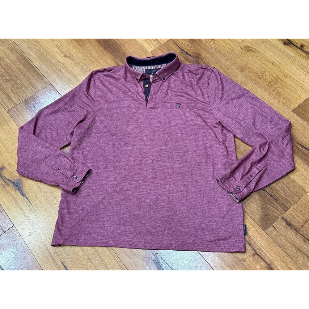 Ted Baker of London, size 7, maroon long sleeve collared shirt
